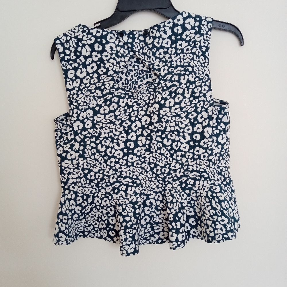 Zara Peplum Top Leopard Cropped Green Size XS - Picture 4 of 8